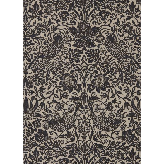 Pure Strawberry Thief Wallpaper 216018 by Morris & Co in Gilver Graphite