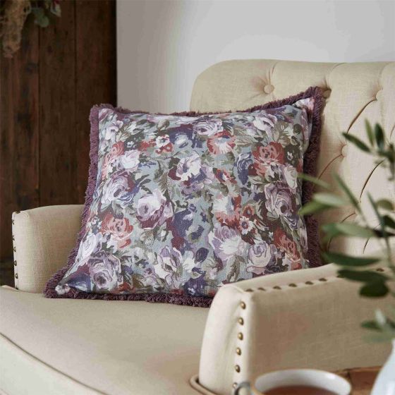 Ffion Floral Cushion by Laura Ashley in Blackberry Purple
