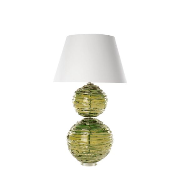 Alfie Crystal Glass Lamp by William Yeoward in Moss Green