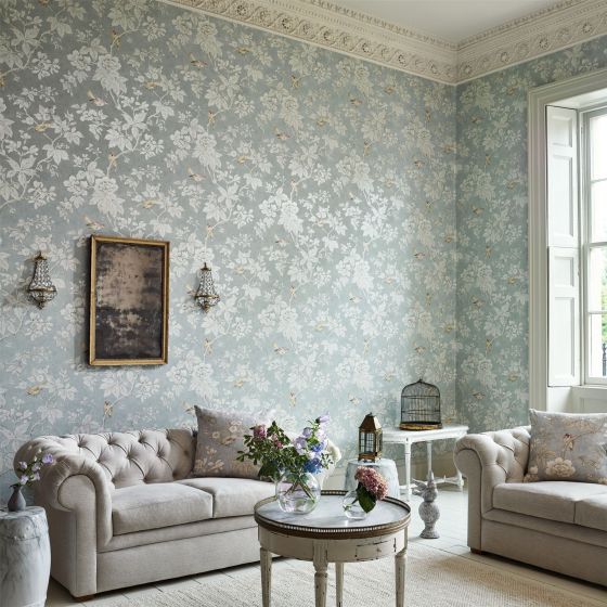 Chiswick Grove 216388 Wallpaper by Sanderson in Silver Grey