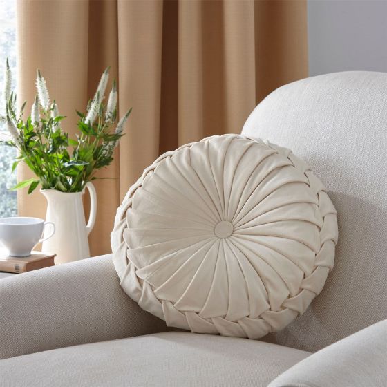 Rosanna Velvet Circle Cushion by Laura Ashley in Almond White