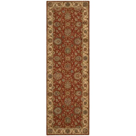 Living Treasure Traditional Bordered Hallway Runners by Nourison LI05 in Rust