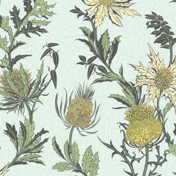 Thistle Wallpaper 14042 by Cole & Son in Lemon Olive Duck Egg