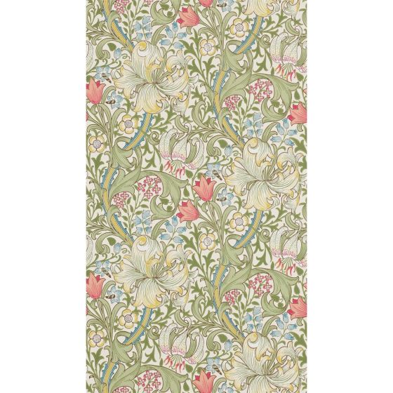 Golden Lily Wallpaper 210398 by Morris & Co in Green Red