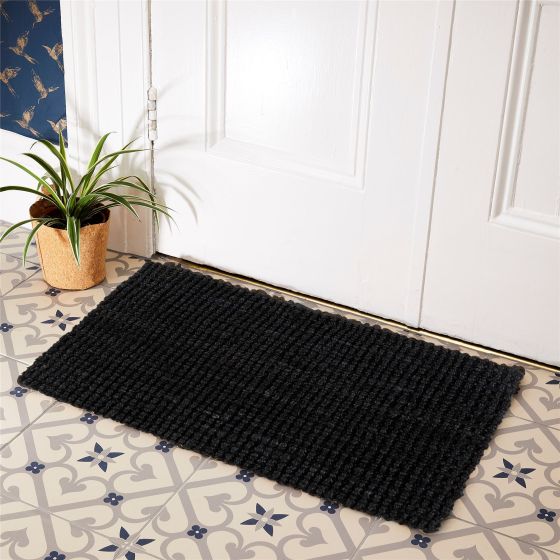 Whitefield Jute Modern Doormats in Black