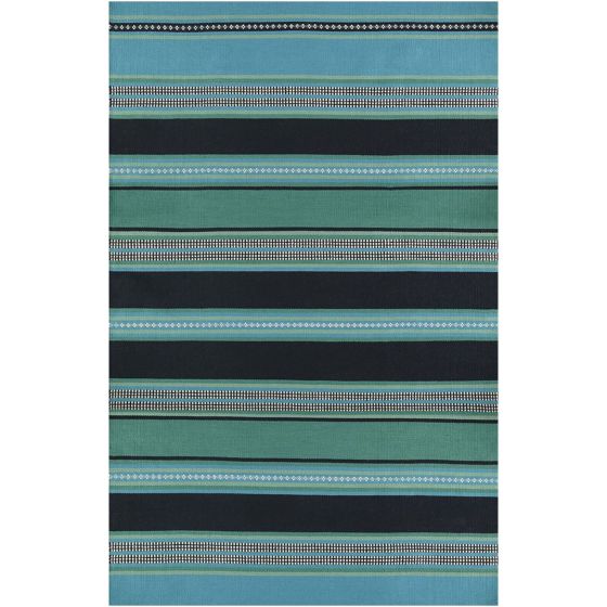 Santa Fe Stripe Outdoor Rugs in Green Blue by William Yeoward