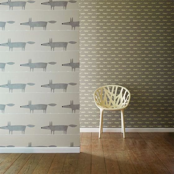 Mr Fox Wallpaper 110844 by Scion in Silver Grey