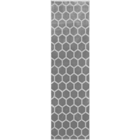 Manipur Geometric Runner Rug in Silver Grey By Designers Guild