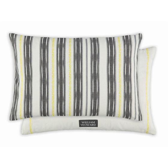 Iluka Stripe Embroidered Cushion By William Yeoward in Slate Grey