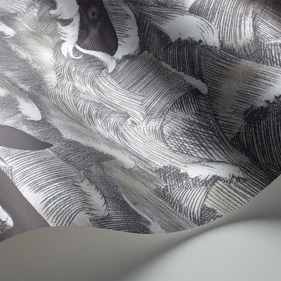 Melville Wallpaper 1005 by Cole & Son in Metallic Charcoal