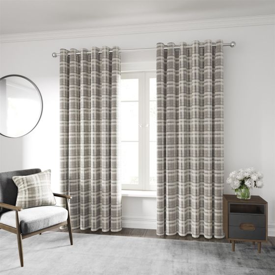 Harriet Check Curtains by Helena Springfield in Mocha Brown