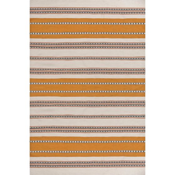 Zafiro Stripe Outdoor Rugs in Ochre Yellow by William Yeoward