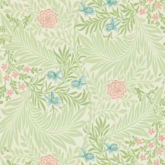 Larkspur Wallpaper 212558 by Morris & Co in Green Coral