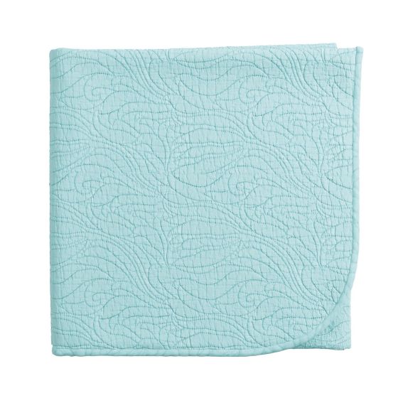 Voysey Quilted Throw by Bedeck of Belfast in Aqua Blue