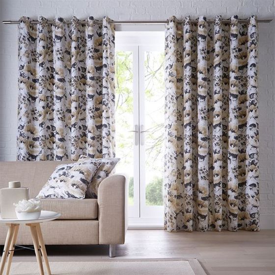 Chelsea Floral Curtains By Clarke And Clarke in Ochre Yellow