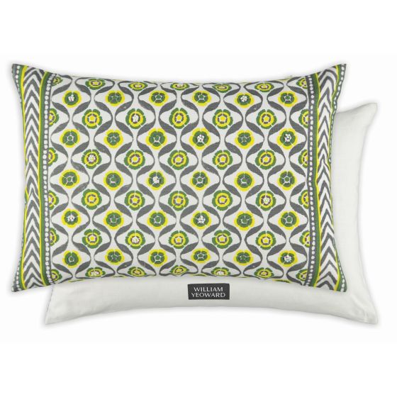 Kailani Chevron Embroidered Cushion By William Yeoward in Citron Yellow