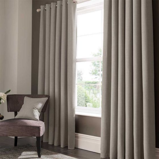 Elba Eyelet Curtains By Clarke And Clarke in Feather Grey