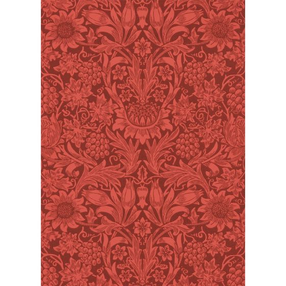 Sunflower Wallpaper 216960 by Morris & Co in Chocolate Red