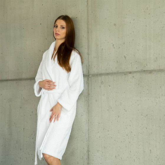Super Pile Bath Robe 100 by Abyss and Habidecor in White