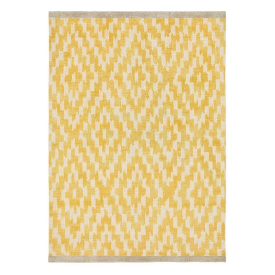 Uteki Geometric Diamond Wool Rugs 023606 in Sunflower Yellow