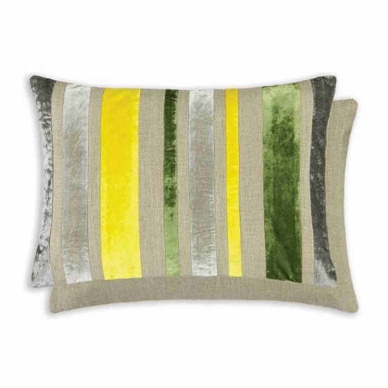 Reilly Striped Cushion by William Yeoward in Citron Green