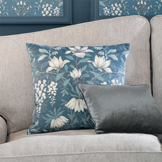 Parterre Floral Cushion by Laura Ashley in Seaspray Blue