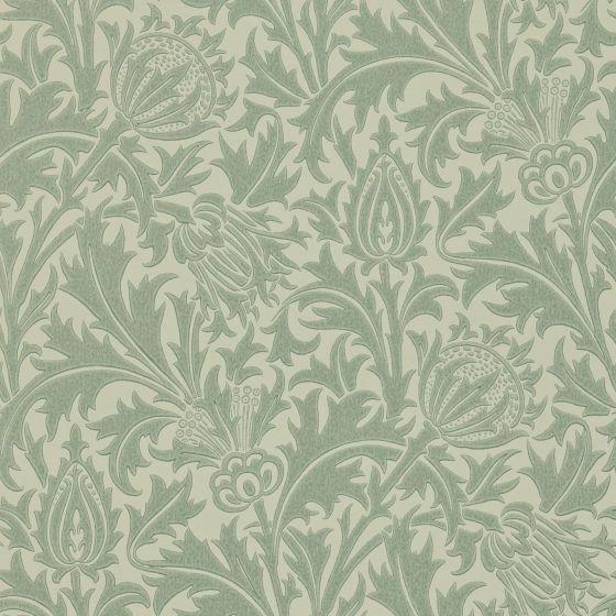 Thistle Wallpaper 105 by Morris & Co in Eggshell Ivory White