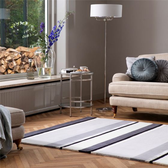 Eaton Striped 081004 Rug by Laura Ashley in Charcoal Grey