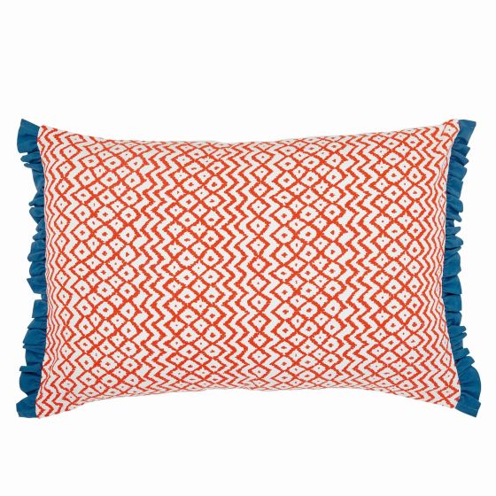 Emperor Peony Geometric Cushion by Sanderson in Apricot