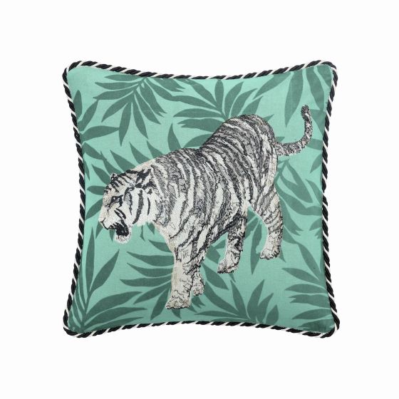 Kingdom Tiger Cushion by Ted Baker in Sage Green