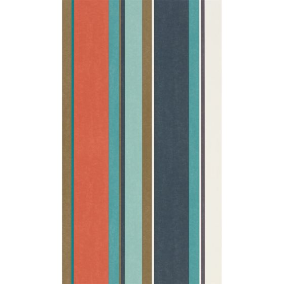 Bella Stripe Wallpaper 111506 by Harlequin in Coral Gold Turquoise