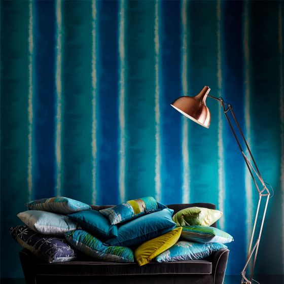 Harmonia Stripe Wallpaper 111387 by Harlequin in Ocean Teal