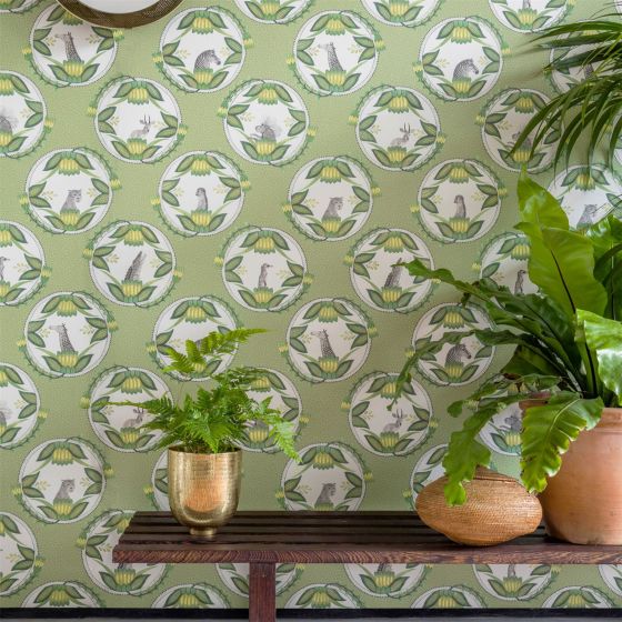 Ardmore Cameos Wallpaper 9042 by Cole & Son in Olive Green