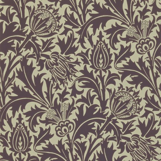 Thistle Wallpaper 101 by Morris & Co in Mulberry Linen Beige