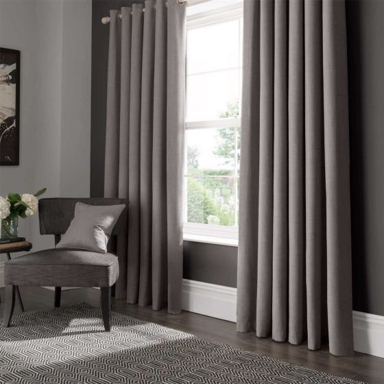 Elba Eyelet Curtains By Clarke And Clarke in Grey