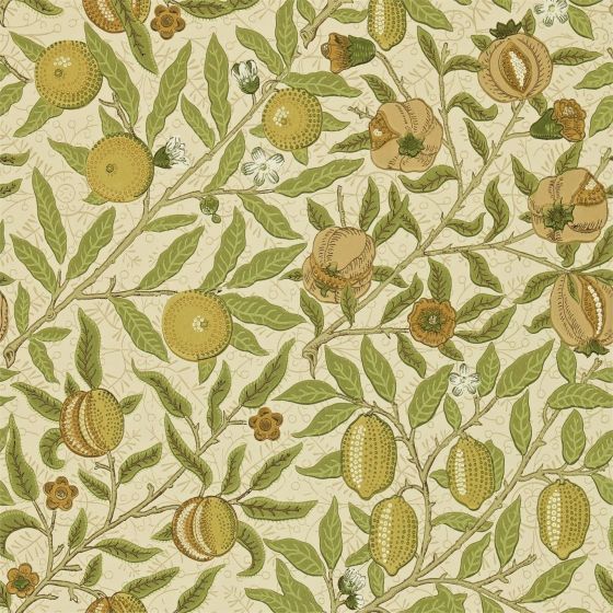 Fruit Wallpaper 210427 by Morris & Co in Lime Green Tan