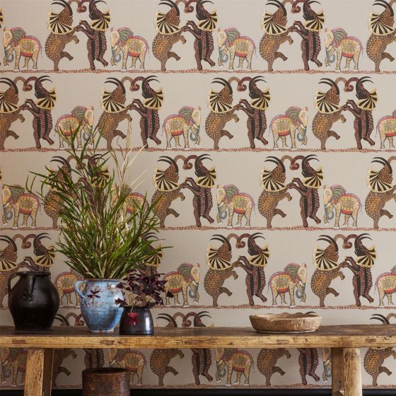 Safari Dance Wallpaper 8038 by Cole & Son in Ginger Red