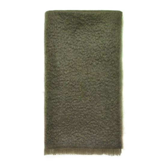 Moseley Mohair Plain Throw by LuxeTapi in Moss Green