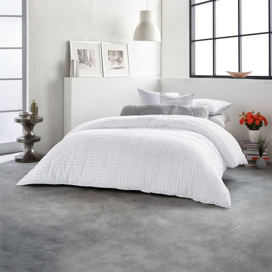 Clipped Squared Cotton Bedding by DKNY in White
