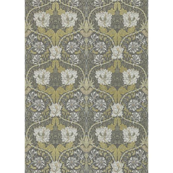 Honeysuckle and Tulip 214701 Wallpaper by Morris & Co in Charcoal Gold
