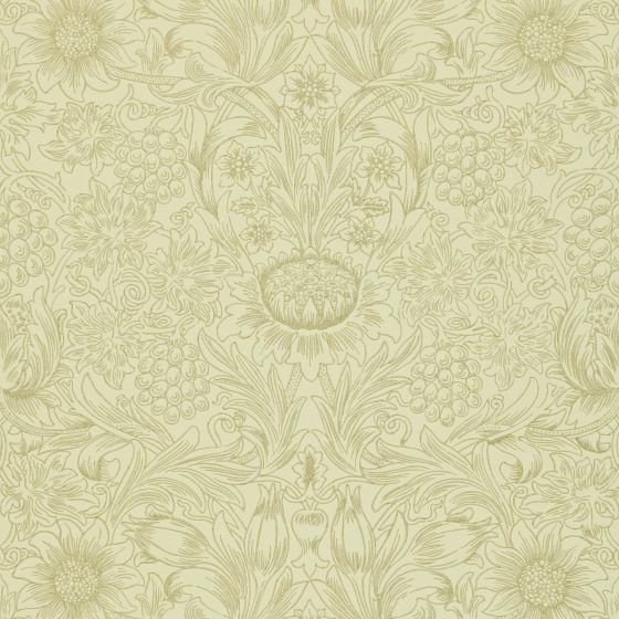 Sunflower Etch Wallpaper 105 by Morris & Co in Parchment Gold