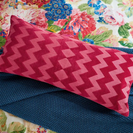 Very Rose & Peony Zig Zag Cushion by Sanderson in Red