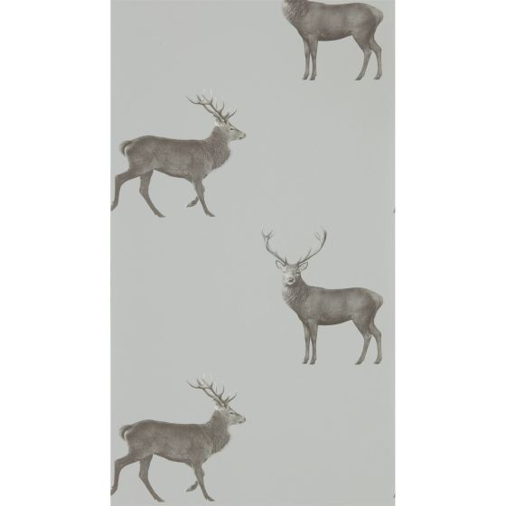 Evesham Deer Wallpaper 216620 by Sanderson in Silver Grey