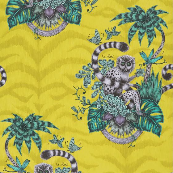 Lemur Wallpaper W0103 02 by Emma J Shipley in Lime Green