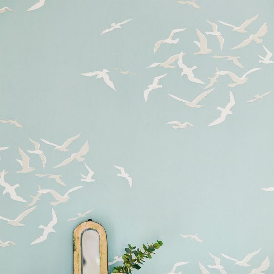 Larina Wallpaper 216578 by Sanderson in Sky Blue