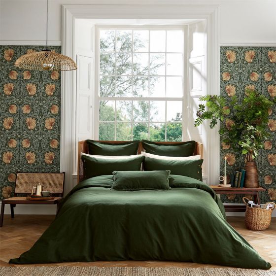Linen Cotton Plain Dye Bedding by Morris & Co in Green